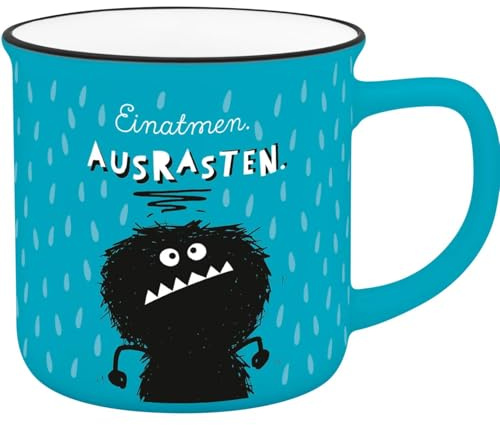 H:) PPY life Becher mit Motiv Ausrasten| Lieblingsbecher aus Porzellan, Tasse mit Spruch, 35 cl, mit Geschenkbanderole | Geschenk Freund, Freundin | 74523