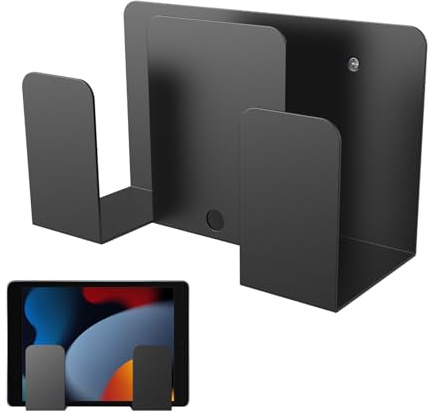 Display and Tablet on the Wall - Adjustable Laptop Rack with Clip for Keyboard, Slim Devices, Floating Storage Solution, Home Office, Vertical Work Setup, Organisation for Schl