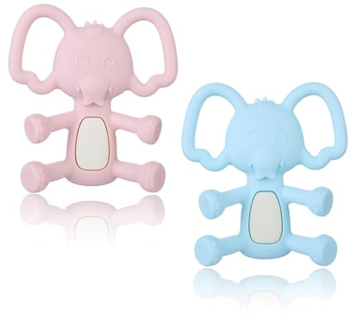 COYUN 2 Pcs Mordedor Bebe Refrigerante Bebe Baño Juguetes Silicona De Grado Alimentario Sin Bisfenol a Juguete La Dentición Sensorial Regalos Para Bebe Recién Nacidos 3 6 12 Meses