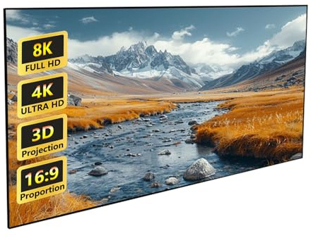 16:9 Rahmenleinwand Graues 80/90/100 Zoll, 4K/8K/3D Wandmontierte Projektionsleinwand mit Rahmen, Heimkino Beamerleinwand Kontrastreiche(60in 16:9)