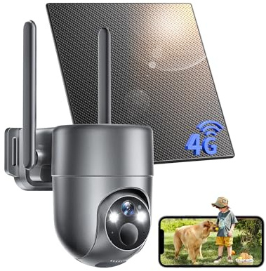 NUASI 4G LTE Telecamera Esterno con SIM, 2K Telecamera con Pannello Solare