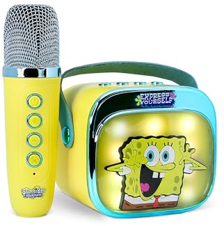 Enceinte de karaoké sans Fil avec Microphone et lumières LED Bob l'éponge Compatible avec n'importe Quelle Source sonore Bluetooth