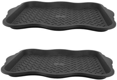 LOORGVEL Boot Tray Mat and Entryway Shoe Drying Tray for Indoor Outdoor Use 2pcs Black (50×38×2.8cm)