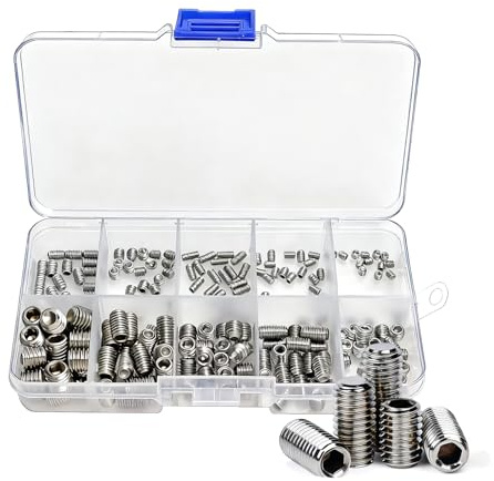 YCSHIPO 200 Pcs Grub Screws Thread Repair Kit, Stainless Steel Metric Thread Inserts, M3-M8 Assortment for Various Applications