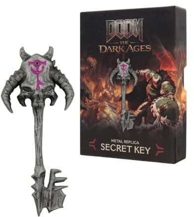 FaNaTtik Doom: The Dark Ages Replica Metal Secret Key - Limited Edition (5000 weltweit), offizieller Merchandise, Antik-Silber-Färbung
