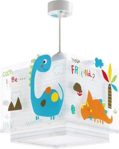 Dalber Lampe kinderzimmer, kinderlampe Pendelleuchte Hängelampe, Deckenleuchte Kinder, Deckenlampe kinderzimmer, Dinosaurier Dinos, 73452M, E27, Rosa | Hängelampe; Deckenleuchte; Kinderzimmer; E27 - 1 x 15W