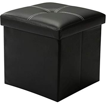 HUIBBGO Ottoman Chair Stool Storage Ottoman Pouffe Stool,Foldable Toy Chest Footstools Boxes,DVD Storage,Shoes Chests Folding Faux Leather Small Seat