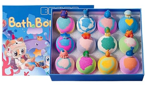 Schaumbad Bälle 12 Stück Sanft Erfrischend Regenbogen Bunt | Badeball-Geschenke für Kinder, , für Teenager, , Kinder, , Mädchen, Töchter und Söhne