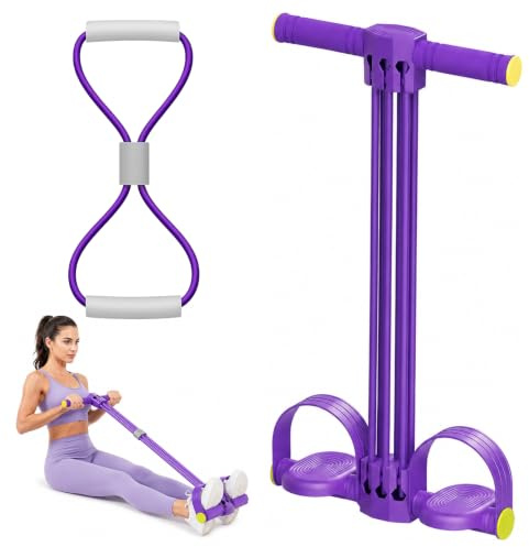 2 Pezzi Set Bande Elastiche Fitness, 2026 Nuovo Tiramaglia a Pedale | con 6 Tubi Smontabili Regolabili, Attrezzi Palestra Casa per Addominali, Corda Elastica a 8 da 10mm per Yoga