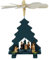 OBC Weihnachtspyramide/Baum mit Krippe grün/Pyramide Weihnachten/im Kunsthandwerks-Stil, handgefertigt/Deko zu Weihnachten