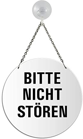 Hängeschild Bitte nicht stören Ø 130 mm Melamin weiss beschichtet Text einseitig mit Suagnapfhaken 6910-WS