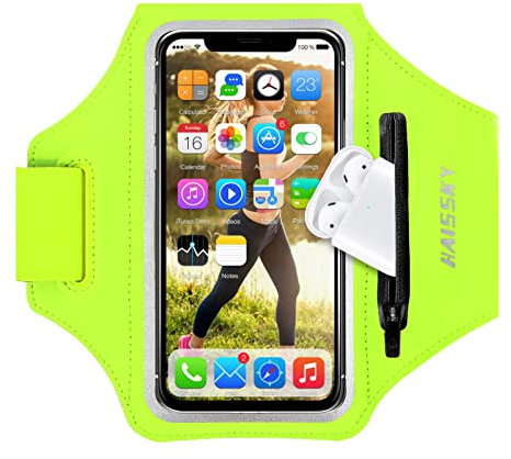Brazalete Deportivo para Corre con Airpods Holder,Brazalete Movil Running Ajustable, Porta Movil Running para iPhone 15 14 13 12 11 Pro Max/14 Plus/XR/XS/X/8 Galaxy S23/S22/S21,Huawei P40 hasta 6.9