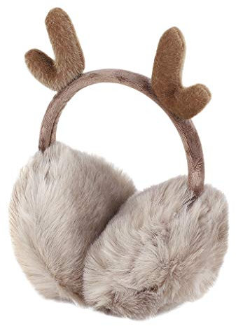 IPENNY Ohrenwärmer Ohrenschützer Warme Winter Faltbare Verstellbar Plüsch Ohrenschützer Kälteschutz Cartoon Geweih Weihnachten für Frauen Mädchen