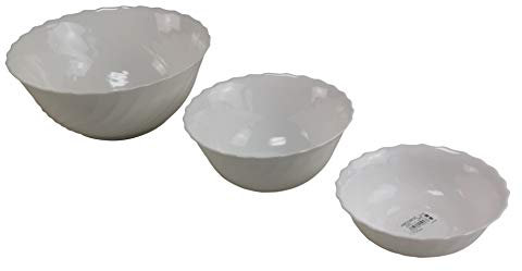 Table Roc Opal-Glas Schüssel-Set 'Trianon' 3-tlg (24/18/16 cm), Mikrowellenfest, Spülmaschinenfest, Langjährige Nachkaufgarantie