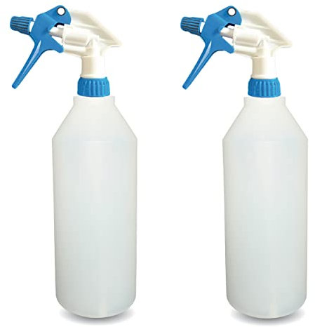 Belfont 2 Stück Sprühflasche 1l I Sprühflasche Pflanzen, für Desinfektionsmittel, Autopflege oder für Putzmittel I Spray Bottle I Sprayflasche leer (1 Liter)