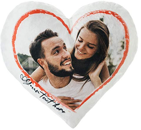 Ferocity Cuscino a Forma di Cuore in Peluche, Cuscino Personalizzato con Foto 40x35 Regalo per San Valentino, Compleanno, Festa della Mamma, Cuscino Cuore in Peluche [081]