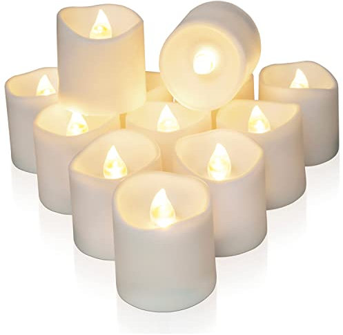 Homemory 12 Stück LED Flackernde Teelichter mit Timer, 6 Stunden an und 18 Stunden aus pro Zyklus, langanhaltendes, batteriebetriebenes Teelich für Zierpflanzen,(Warmweiß)