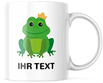 STEMPEL-FABRIK – personalisierte Tasse mit Namen – Kaffeetasse mit Wunschtext individuell gestalten – Geschenk für beste Freundin & Co – Keramiktasse beidseitig bedruckt (330 ml | Frosch)
