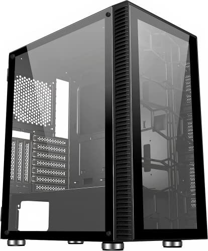 SaharaGaming P44 BLACK gaming tempered glasses case without fan & hub (W/O Fan, W/O Hub)