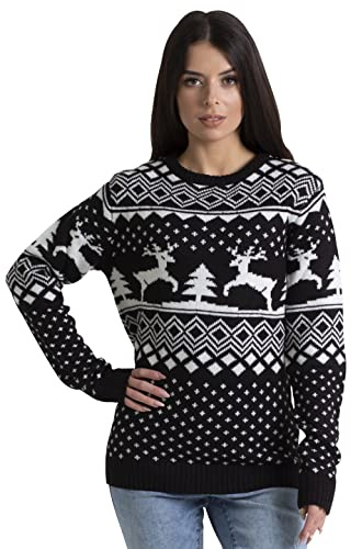 BlauerHafen Damen Weihnachten Jumper Lange Ärmel Knit Rundhals Crew Christmas Xmas Sweater