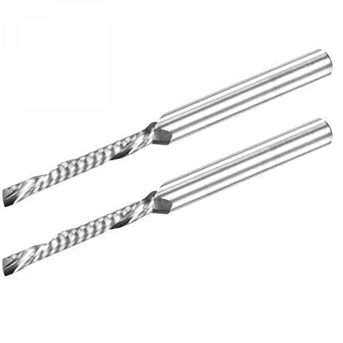sourcing map End Mill CNC Router Bit, 1/8 3.175mm Shank 2mm x 17mm Left Hand Carbide Single Flute Spiral Upcut Milling Cutter for Carving Acrylic PVC MDF Hardwood, 2pcs