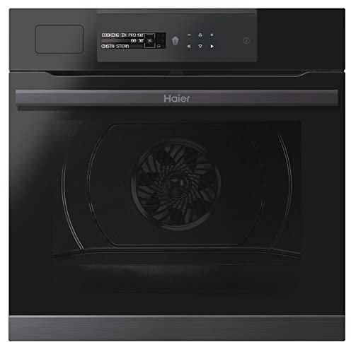 Haier HWO60SM5S9BH Four encastrable I-Message Steam Series 4 - 70L, Multi-level, Pyrolyse, Vapeur, 9 fonctions, Contrôle à distance (Wi-Fi + BLE), Noir, Classe A+