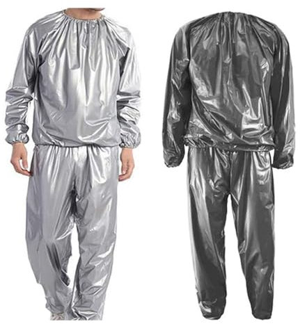 DawnBreak Sauna Sweat Suit for Women/Men Exercise Weight Loss Gym Fitness Workout Silver - M