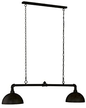 meineWunschleuchte Pendelleuchte Industrial Style 2 flammig mit LED & Lampenschirmen Schwarz Gold