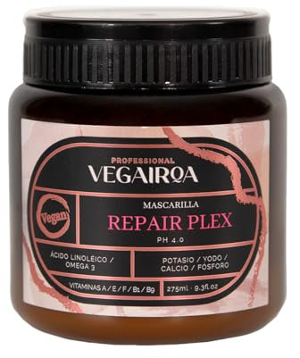 VEGAIROA - Repair Plex Maske - Maske für extreme Reparatur - Feuchtigkeitsspendend und nährend - Kein Kräuseln - Für chemisch behandeltes Haar - Professionelles veganes Friseurprodukt - 300 g