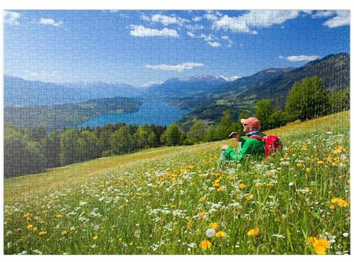MyPuzzle Blick auf den Millstätter See und Hohe Tauern, Kärnten, Österreich - Premium 1000 Teile Puzzle - MyPuzzle Sonderkollektion von Puzzle Galaxy