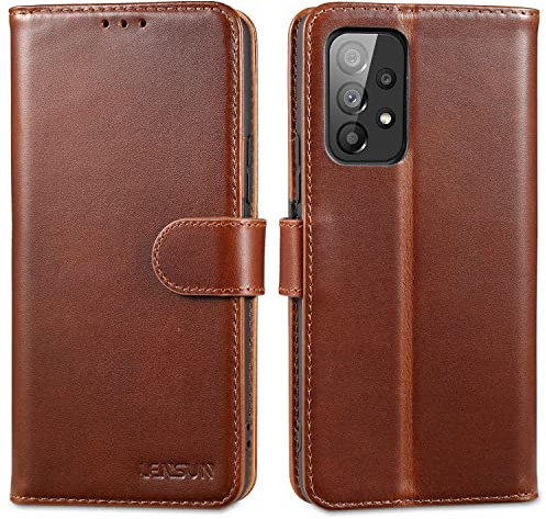 LENSUN Echtleder Hülle für Samsung Galaxy A53, Handyhülle [Echtes Leder] [Standfunktion] [RFID Schutz] Handytasche Lederhülle für Samsung Galaxy A53 5G - Dunkelbraun