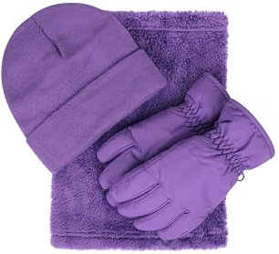 Mountain Warehouse Kids Ski Accessories Set - Warm & Cosy, Water-Resistant, Fleece Lining - Best for Tennis, Fishing, Running, Camping, Hiking & Outdoors Purple S