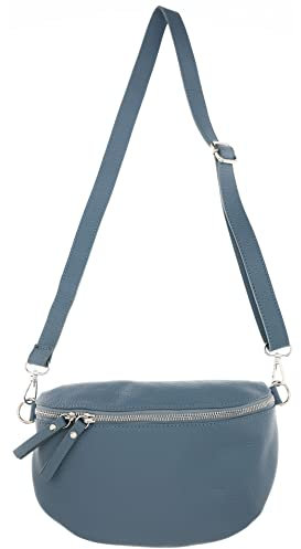 Zwillingsherz Bauchtasche mit Reißverschluss aus 100% Echtleder - Hochwertige Schultertasche zum Umhängen für Damen Frauen – Crossbag groß und elegant - Umhängetasche Handtasche Bag