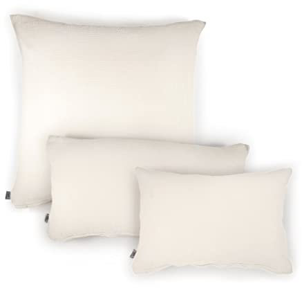 hutch&putch Eliane Premium Musselin-Kissenbezug Off-White 80x80 cm - Kopfkissenbezug 100% Bio-Baumwolle - Kissenhülle mit Reißverschluss - Schlafkissenbezug weich & atmungsaktiv