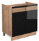 Vicco Spülenunterschrank Fame-Line, Schwarz-Eiche Hochglanz/Goldkraft Eiche, 80 cm ohne Arbeitsplatte