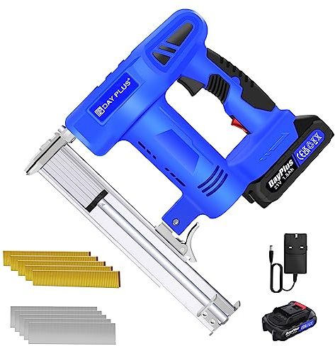 Cordless Brad Nailer with 1500mAh Battery, Electric Staple & Brad Nail Gun Kit with 500PCS Nail & Staples for Wood, Upholstery Work, Carpentry and Woodworking Projects