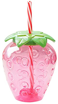 Cymwer 3/6 Stück Hawaii-Sommerparty-Becher, 500 ml, Ananas-/Erdbeerform, Trinksaftbecher mit Strohhalm, Geburtstagsparty-Dekoration