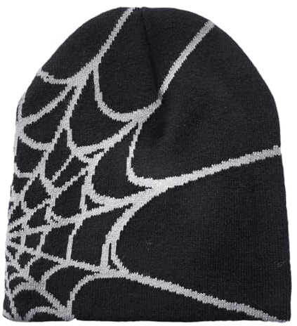 1 Stück Spinnennetz-Mütze, Beanie-Strickmütze, Lockere Lässige Beanie, Hip-Hop-Wollmütze, Warme Mütze, Pullover-Strickmütze Für Männer Und Frauen, Spinnennetz-Strickmütze (Schwarz)