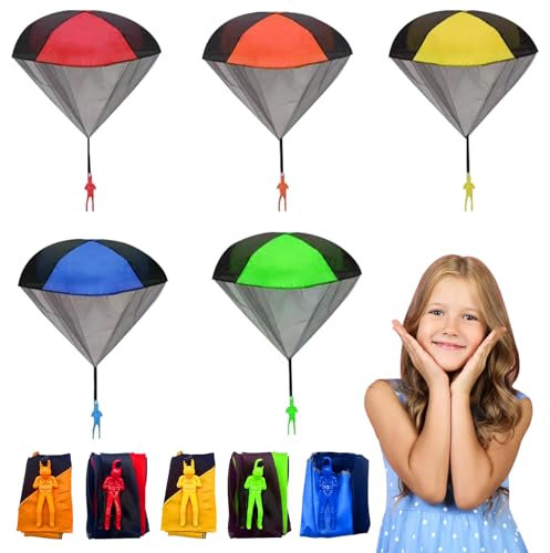 DOWNDRIFT Fallschirmspringer Spielzeug,5 Stück Fallschirm Spielzeug Kinder Draußen Garten Spielzeug Mini Fallschirmspringer Outdoor Flugspielzeug Fallschirm Draußen Fallschirm Wurfspiel