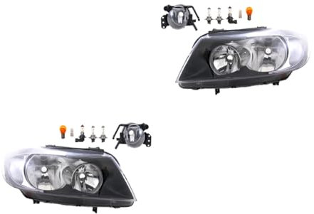 Johns, Scheinwerfer Satz Halogen Front passend für BMW 3er E90 E91 01/2005-08/08 H7 H7 Links & Rechts + Nebelscheinwerfer + Leuchtmittel