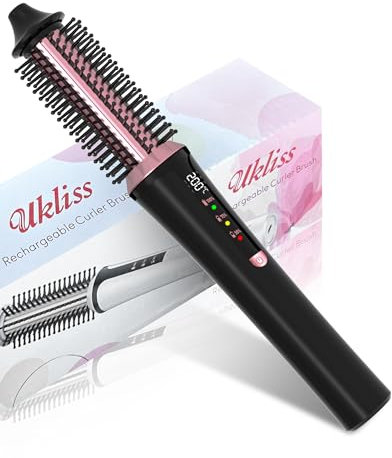 Thermal Brush Kabellos, 22mm Elektrische Haarbürste, Stylingbürsten mit Lockenbürste, Hot Brush, Hot Comb Professional Kabellos Heated Brush Reise Styler für Wurzelvolumen und Locken