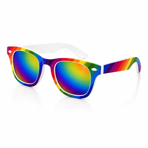 WS UK Kids Classic Sunglasses with UV400 Protection - Unisex (Rainbow Frame Rainbow Mirrored Lens)