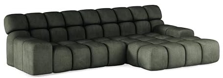 DomoHome - Campile Big Ecksofa mit Schlaffunktion 288 cm Breit Sofa, modern Couch, Eckcouch, Wohnzimmer Möbel, Elektrisch ausfahrbarer Sitz, Sofa L Form (Rechts, Eden 12)