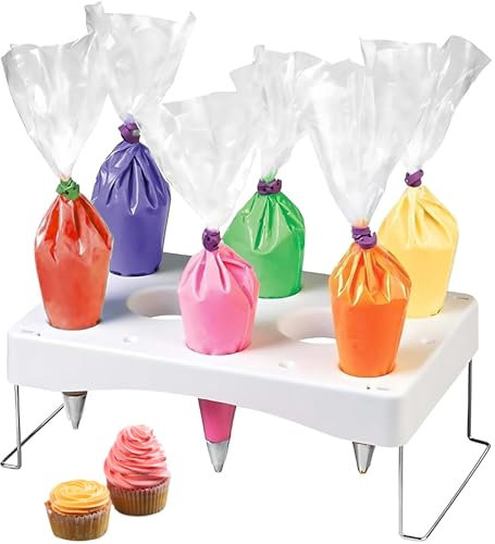 Piping Bag Holder Piping Bag Clips 12 Cavity Icing Bag Holder Detachable Piping Bag Stand Food Grade Heat Resistant Cake Decorating Pastry Bag Holder