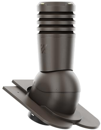 Entlüfterkamin KRONO-PLAST Ecoline Premium 125 für Biberschwanzziegel in Kronendeckung - Doppelrömer Dachziegel Lüfter Dachlüfter (dunkel braun - RAL 8019)