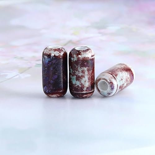 SQMSK 100 pièces 10 * 17MM perles en céramique de couleurs mélangées pour la fabrication de bijoux perles en céramique en vrac pour Bracelets artisanat pendentif en céramique