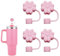 YAISUHCHNYE 4 PCS Flower Straw Covers Cap Reusable Silicone Straw Caps Dust-Proof Straw Tips Protectors Mini Straw Covers for Cups 10mm/0.4in Straws (Pink)