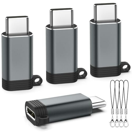 TiMOVO Lightning Female to USB C Male Adapter, 4 Pack USB C to Lightning Adapter for iPhone 15/16 Pro Max Plus, iPad Pro/Air, Support Charging/Data Transfer, Not for Audio/OTG, Grey