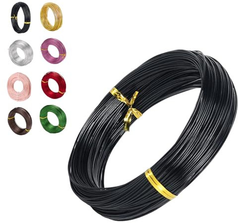 18 Gauge Aluminum Craft Wire, 1mm 150 Ft/45m Black Bendable Metal Wire for Floral Making, Sculpting, Jewelry, Binding, Flower Wreath Making, Xmas Wreath