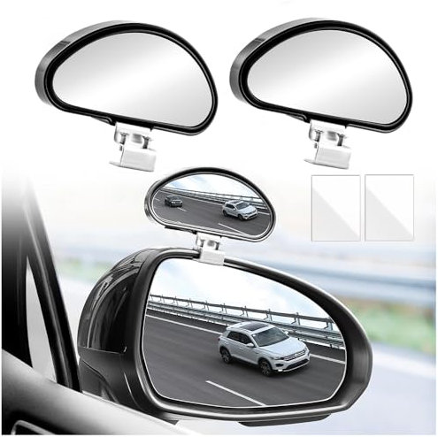 2Pièces Miroir D'angle Mort pour Rétroviseur avec Miroir HD,360° Ajustable Rétroviseur Conduite Accompagnée avec Grand Angle,Universel Miroir Retroviseur Exterieur Accessoire Voiture